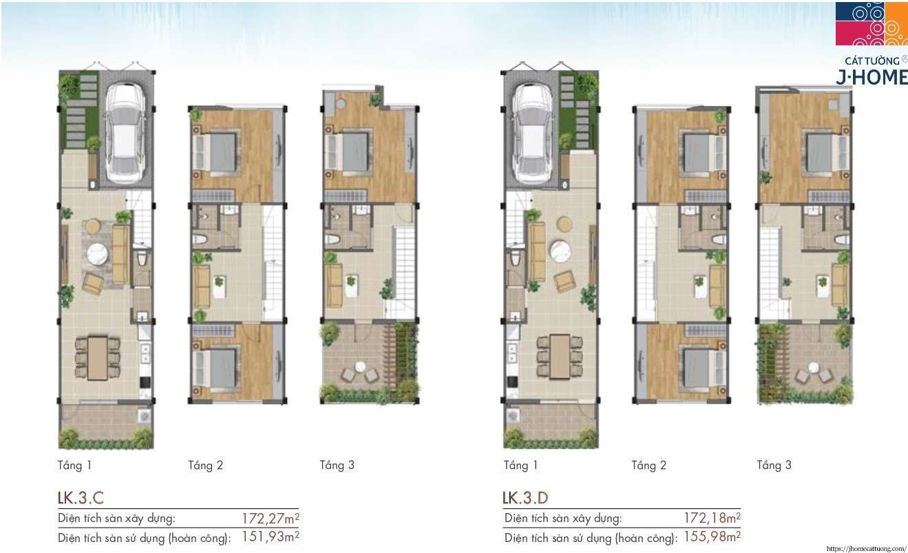 Sản Phẩm Nhà Phố 3 Tầng 3c 3d Tại Cát Tường J-home