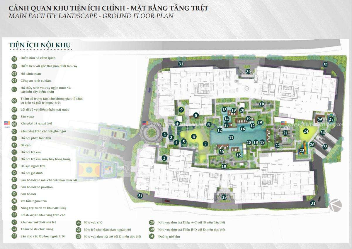 Mặt bằng tiện ích nội khu dự án Elysian Thủ Đức
